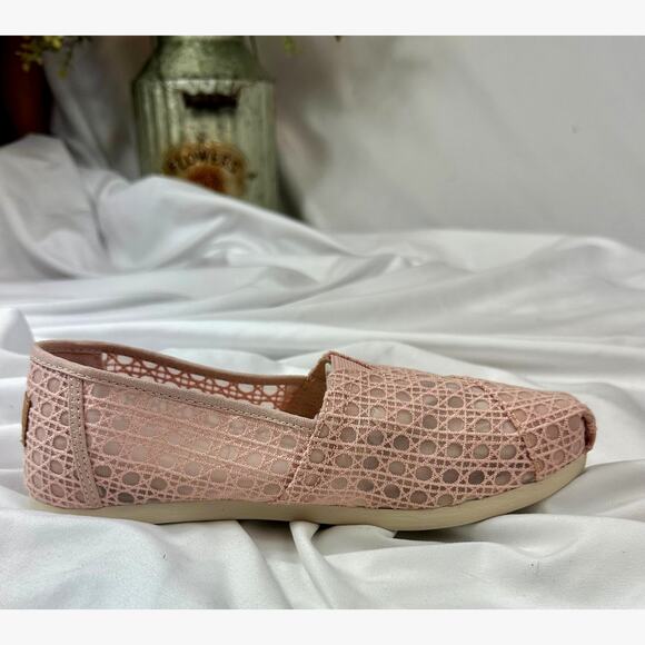 Toms Alpargata Ballet Pink Basket Weave Lace Shoe 7.5 - Picture 5 of 10